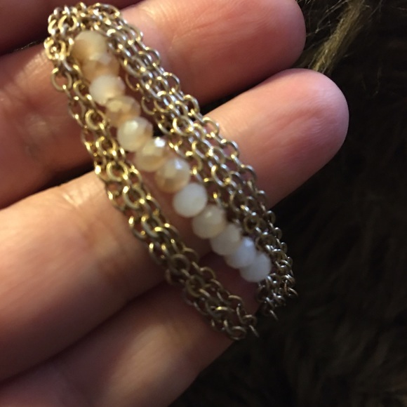 Gold tone rhinestone bar tassel chain bracelet - Picture 6 of 8